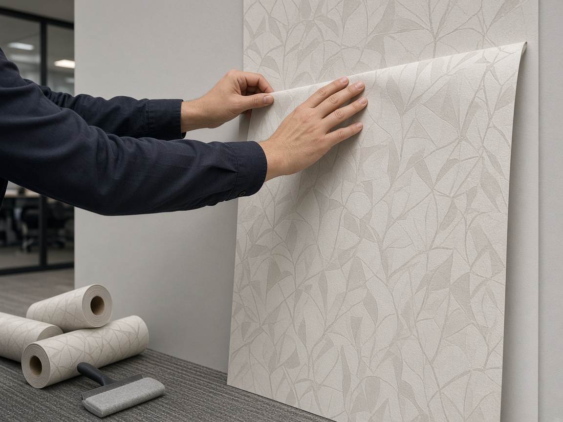 Accent wall wallpaper installation by Fieldspire Construction LLC