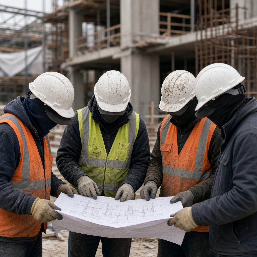 Fieldspire crew reviewing a jobsite plan